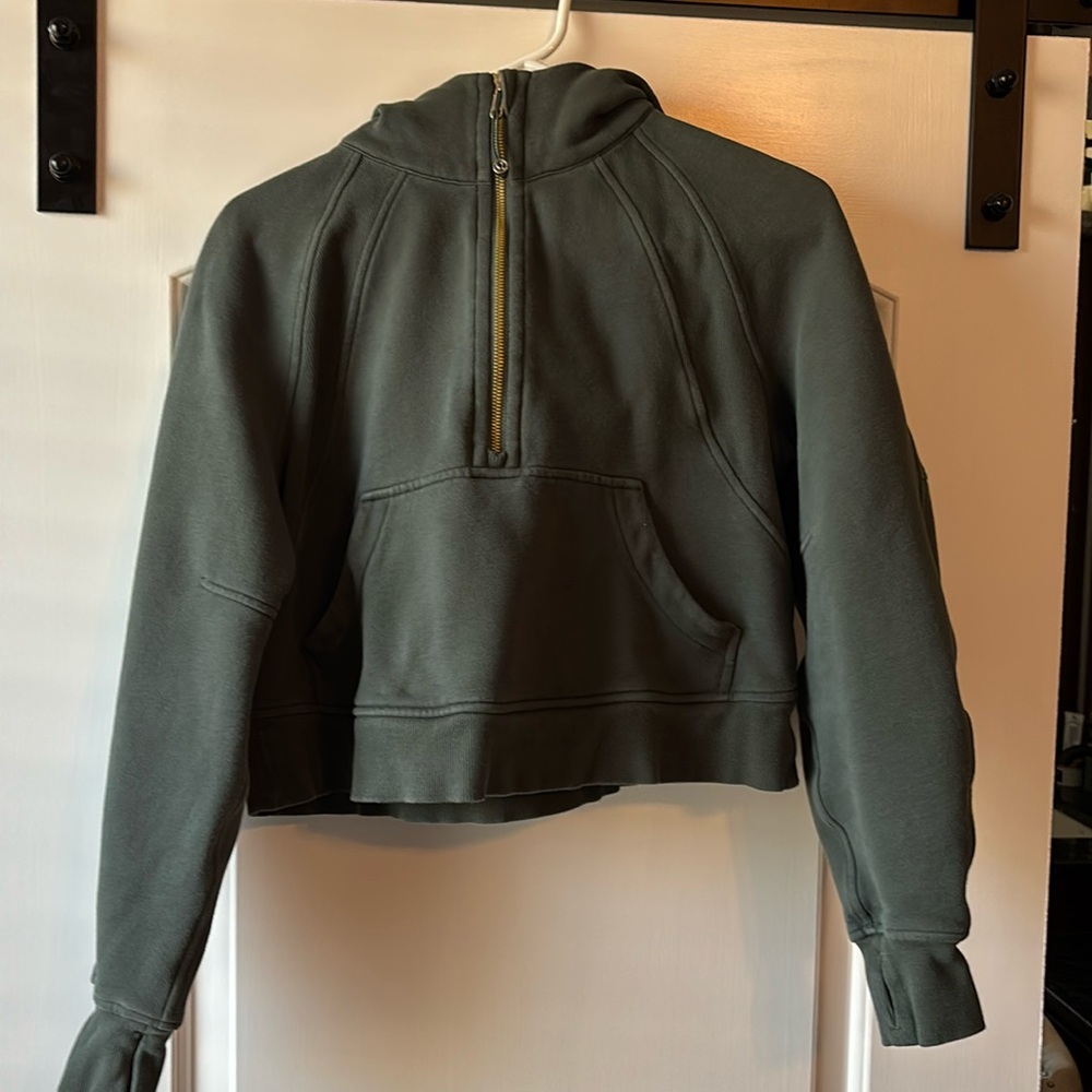 Lululemon Crop Scuba 1/4 Zip Dark Forest